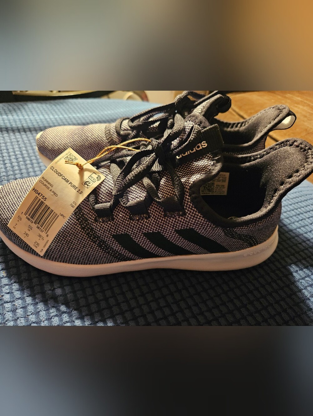 Adidas Cloudfoam Pure 2.0 Women's Size 7 Black Grey Running Shoes New With Tags